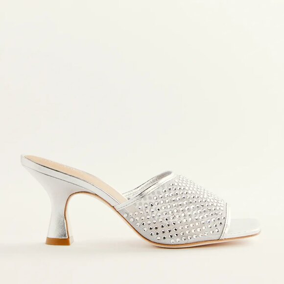 NEW REFORMATION Made In Brazil Leather Mirage Rhinestone Heeled Sandals 725 15j8 - Picture 2 of 10